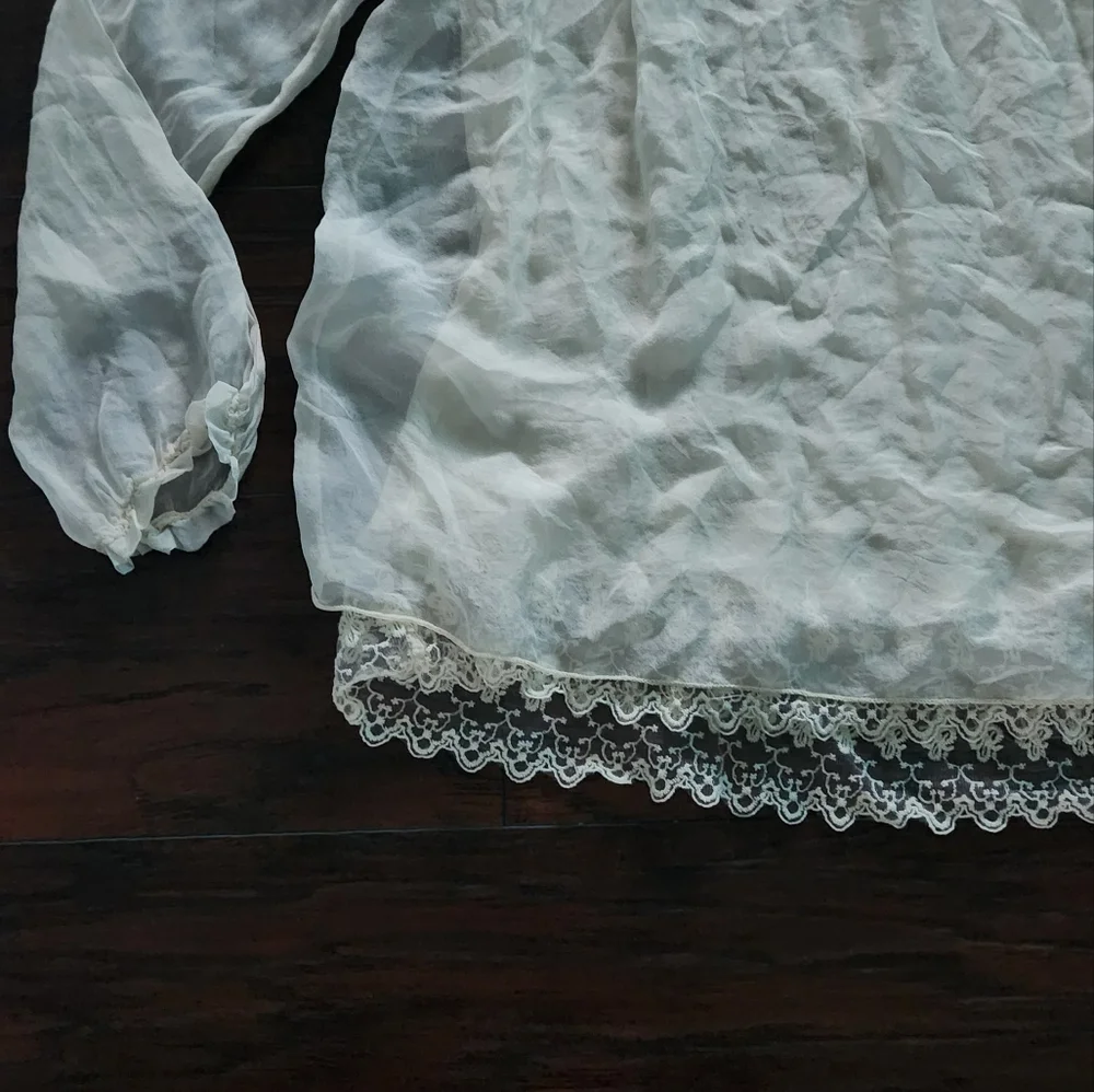 AMANTI SHEER SILK BLOUSE TOP - Picture 9 of 11
